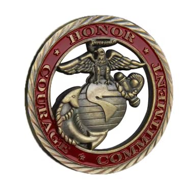 USMC Marine Corps Challenge Coin - 1.57" Double-Sided EGA Token, Semper Fi Engraving, Military Collectible for Veterans, 250th