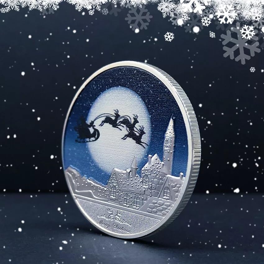 Christmas Commemorative Coin, Colorful Embossed Santa Claus Medal Merry Christmas Santa Claus