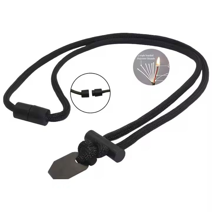 Outdoor Fire Starter Necklace – Emergency Survival Tool with Ferro Rod, Ceramic Striker & Paracord Lanyard