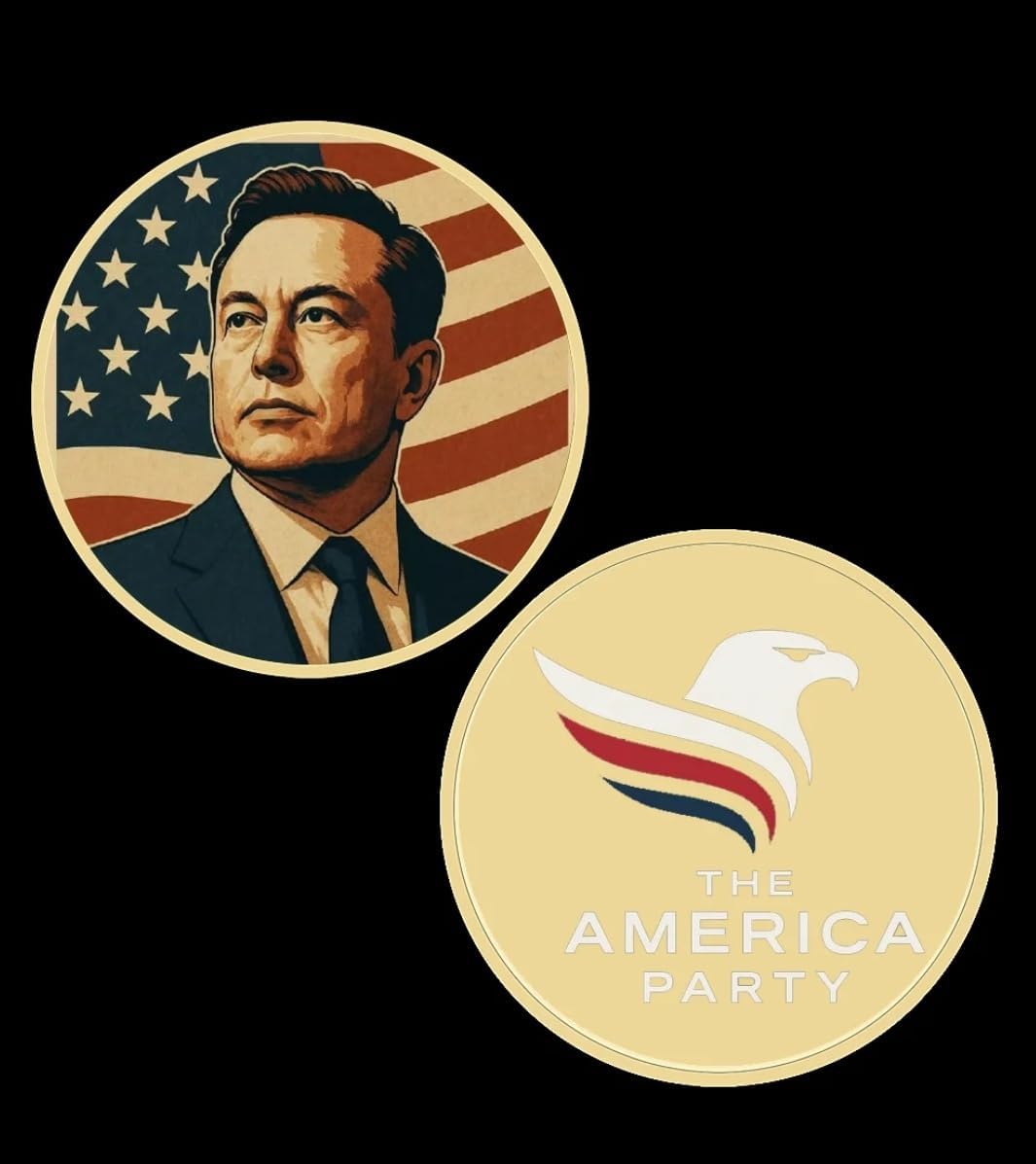 The America Party Commemorative Gold Challenge Coin, Patriotic Eagle Design, Limited Edition Political Collectible Started by Elon Musk