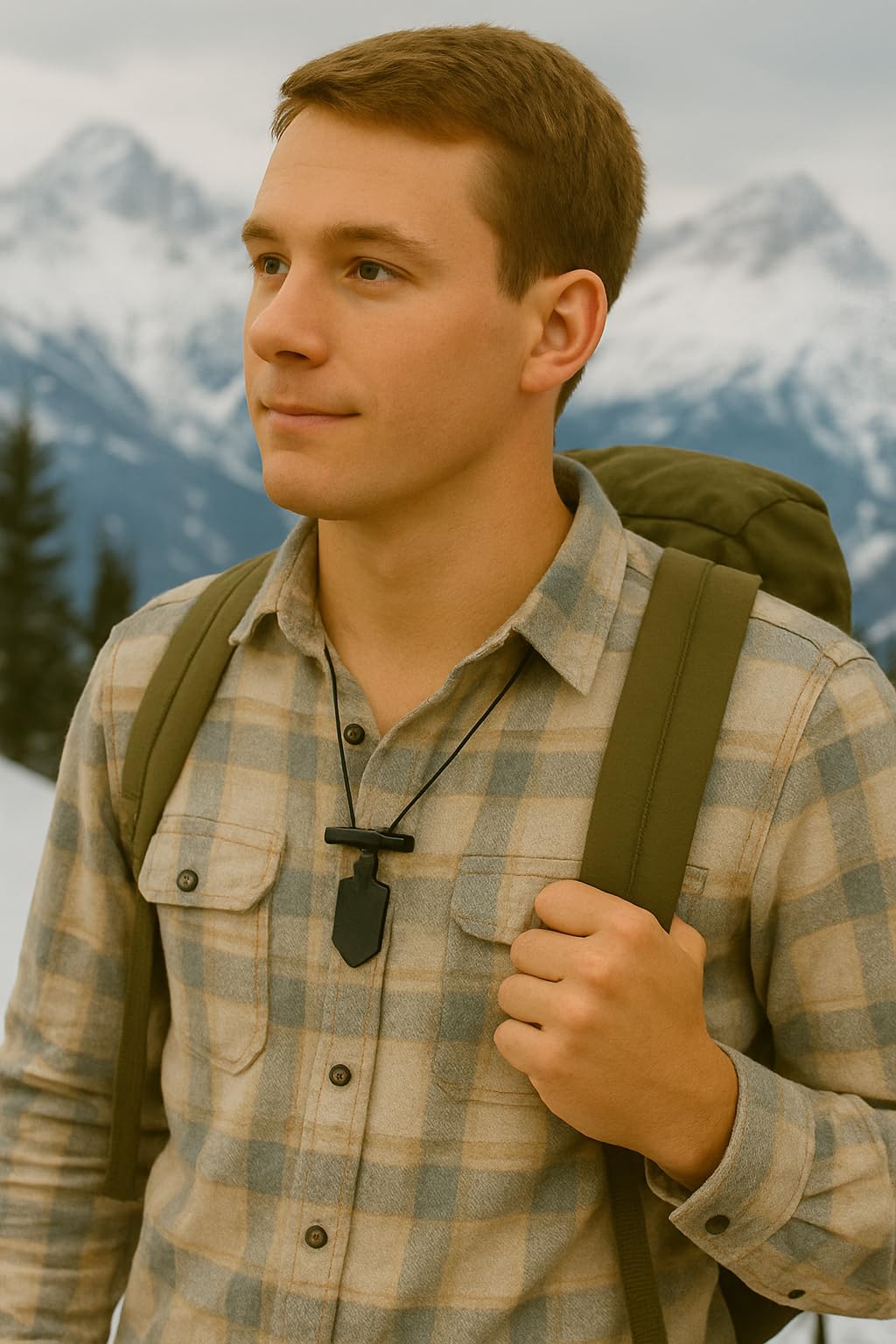 Outdoor Fire Starter Necklace – Emergency Survival Tool with Ferro Rod, Ceramic Striker & Paracord Lanyard