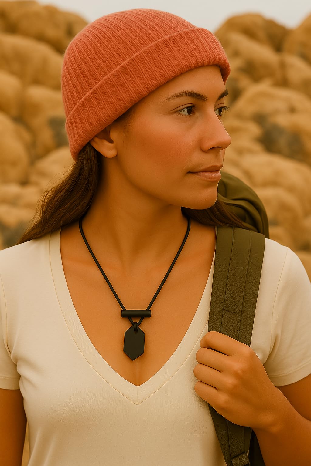 Outdoor Fire Starter Necklace – Emergency Survival Tool with Ferro Rod, Ceramic Striker & Paracord Lanyard