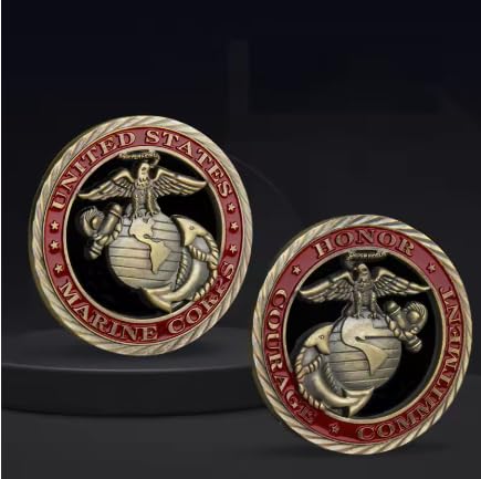 USMC Marine Corps Challenge Coin - 1.57" Double-Sided EGA Token, Semper Fi Engraving, Military Collectible for Veterans, 250th