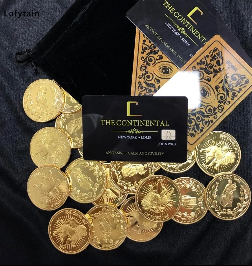 John Wick Continental Hotel Key Card Replica - Premium Movie Prop Collectible with Gold Foil Design, Gift for Fans, Cosplay