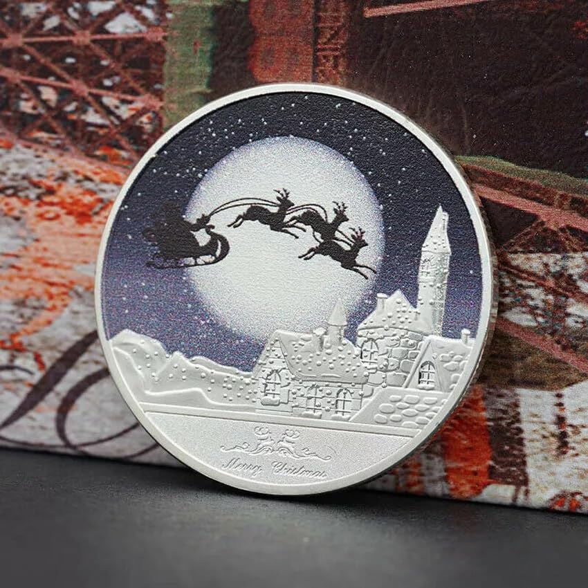 Christmas Commemorative Coin, Colorful Embossed Santa Claus Medal Merry Christmas Santa Claus