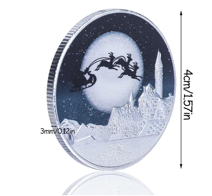 Christmas Commemorative Coin, Colorful Embossed Santa Claus Medal Merry Christmas Santa Claus