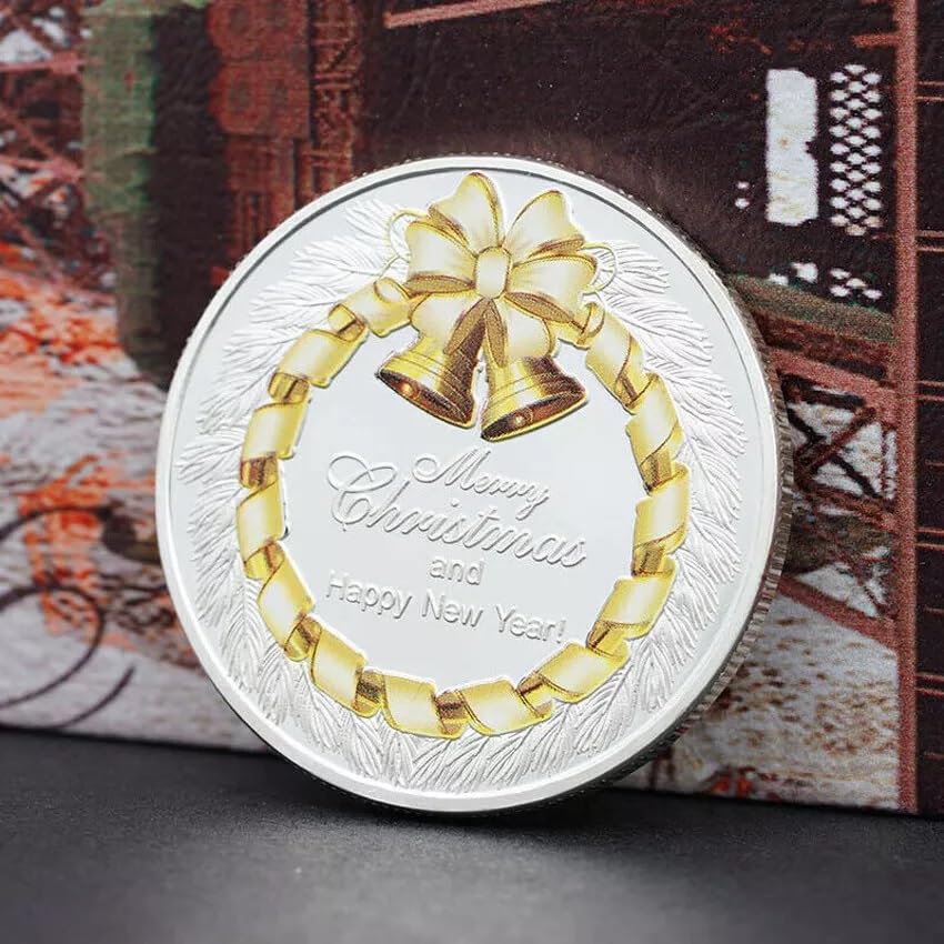 Christmas Commemorative Coin, Colorful Embossed Santa Claus Medal Merry Christmas Santa Claus