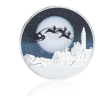 Christmas Commemorative Coin, Colorful Embossed Santa Claus Medal Merry Christmas Santa Claus