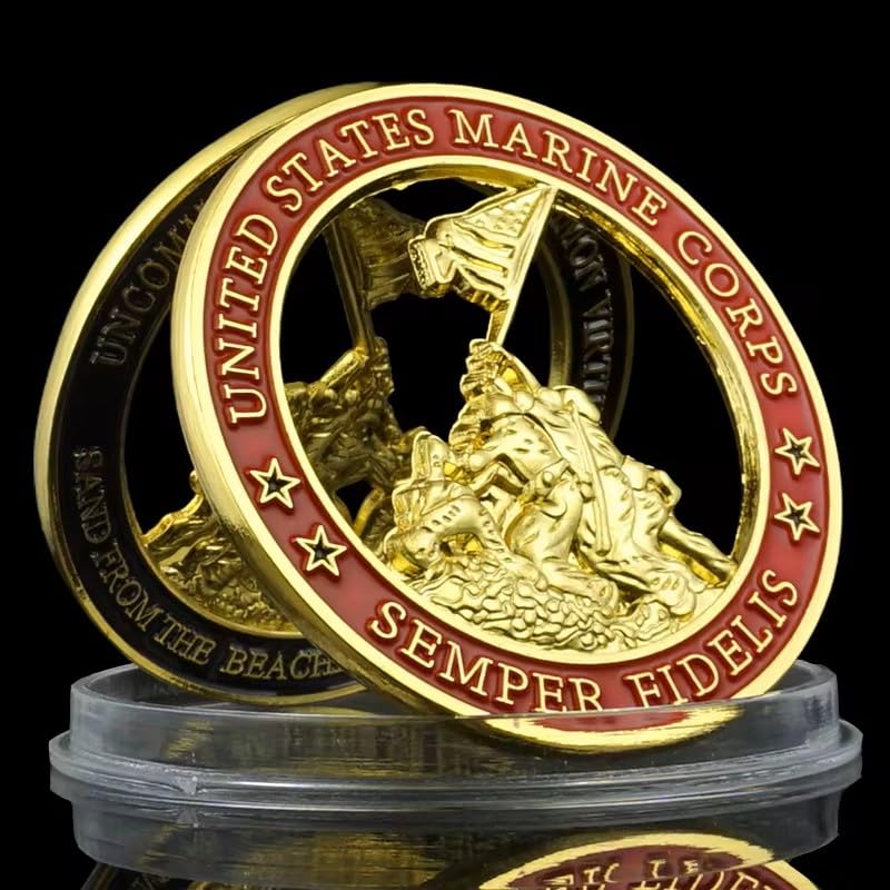 USMC Marine Corps Challenge Coin - 1.57" Double-Sided EGA Token, Semper Fi Engraving, Military Collectible for Veterans, 250th