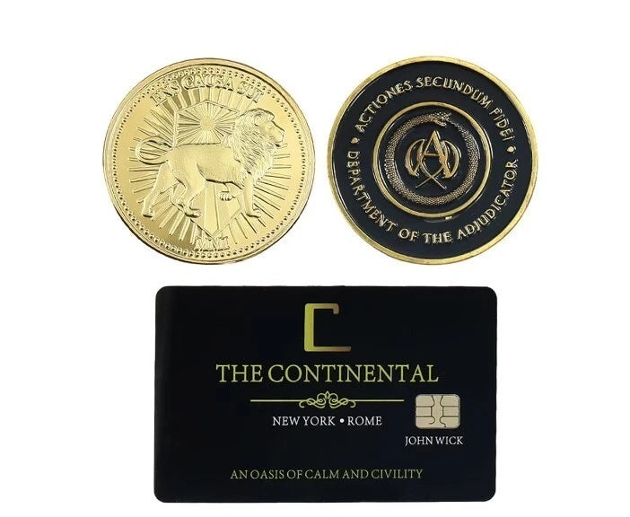 Big Size John Wick Continental Hotel Gold Token Coin Replica – Premium Metal Movie Props by PowKow